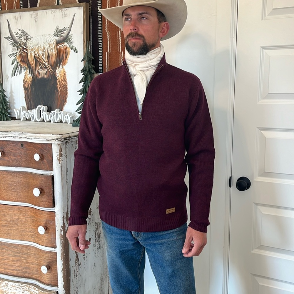 NWT C.C. Filson Co. mid weight 100% wool 1/4 zip sweater